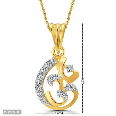 Vighnaharta Omanand (CZ) Gold and Rhodium Plated Pendant - [VFJ1006PG]-thumb2