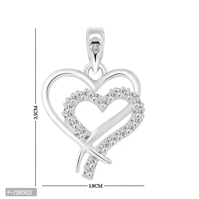Vighnaharta Valentine Gift White Enchanting Heart Rhodium Plated Alloy Pendant with Chain for Girls and Women - [VFJ1210PR]-thumb2