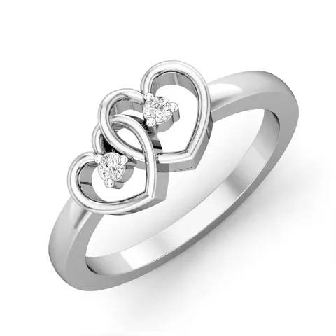 Vighnaharta Valentine Gift Dual Heart cz Plated Alloy Ring for Women and Girls-[VFJ01047FRR13]