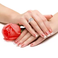 Vighnaharta Valentine's CZ Rhodium Plated Ring with Scented Rose Ring Box for Women and Girls. [Pack of- 1 Ring and 1 Scented Rose]-VFJ1454SCENT-ROSE16-thumb3