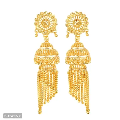 Traditional wear Gold Plated Screw back alloy Jhumki Earring for Women and Girls