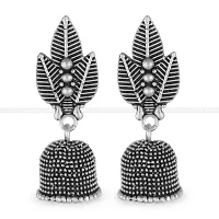 Shimmering Oxidised Silver German Sizzling Bejewelled Bollywood Earrings For Women And Girls-thumb2