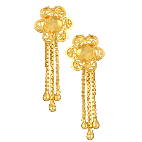 Trendy Brass Golden Drop Earrings For Womens