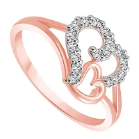 Vighnaharta Valentine Gift Rose Gold Couple Heart Rose Gold Plated Ring - [VFJ1131RG16]-thumb1