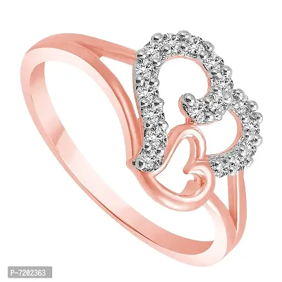 Vighnaharta Valentine Gift Rose Gold Couple Heart Rose Gold Plated Ring - [VFJ1131RG16]-thumb2