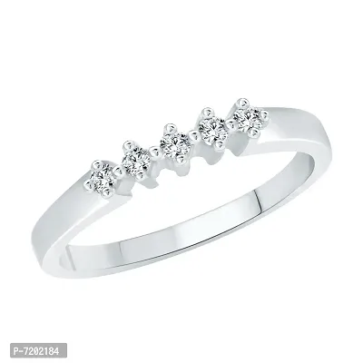 Vighnaharta Simple Five Stone (CZ) Rhodium Plated Alloy Fashion Ring for Girls - [VFJ1172FRR8]