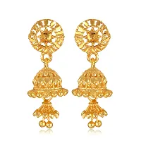 Traditional Golden Brass Beads Jhumkas Earrings For Women-thumb1