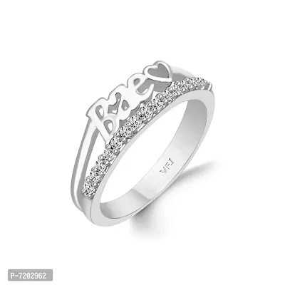 Vighnaharta Romantic Word Bae CZ Rhodium Plated Alloy Ring for Women and Girls - [VFJ1464FRR16]