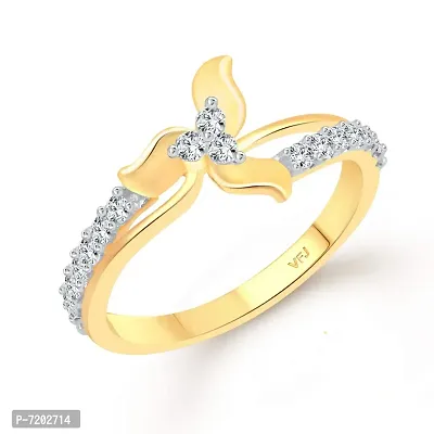 Vighnaharta Cute Lily Flower cz Gold and Rhodium Plated Alloy Ring for Women and Girls-[VFJ1400FRG11]-thumb0