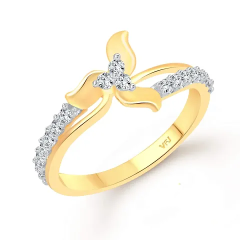 Vighnaharta Cute Lily Flower cz and Plated Alloy Ring for Women and Girls-[VFJ1400FRG11]