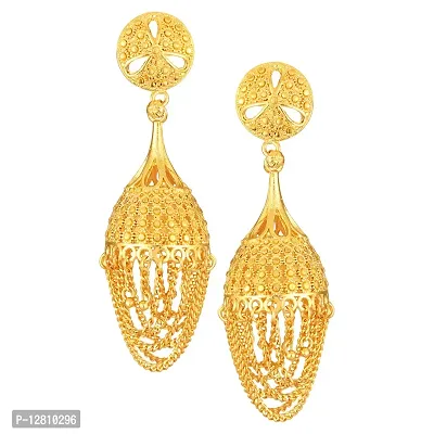 Golden Brass Diamond Jhumkas Earrings For Women