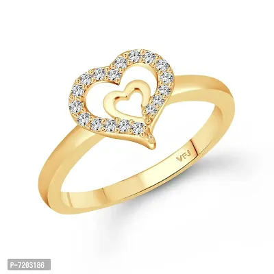 Vighnaharta Glory Charming Heart Gold Plated (CZ) Ring - (VFJ1605FRG10)-thumb0