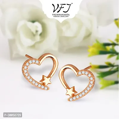 Stylish Gold Brass Cubic Zirconia Studs Earrings For Women-thumb3