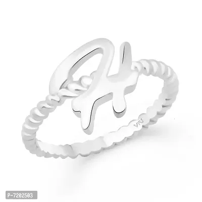 Vighnaharta Valentine Gift Spiral Ring Shank H Alphabet Rhodium Plated Alloy Finger Ring for Women and Girls - [VFJ1308FRR13]-thumb0