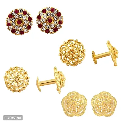 Designer Golden Brass Earrings For Women Pack Of 4