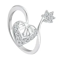 Vighnaharta Valentine Gift Creation Heart CZ Rhodium Plated Alloy Fashion Ring for Girls - [VFJ1153FRR8]-thumb1