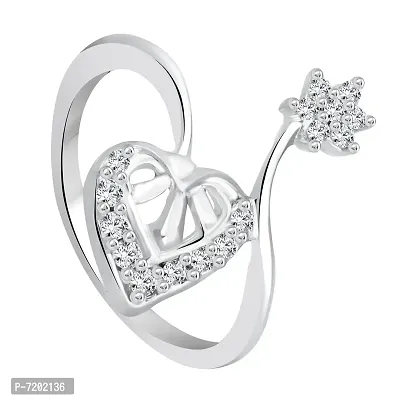 Vighnaharta Valentine Gift Creation Heart CZ Rhodium Plated Alloy Fashion Ring for Girls - [VFJ1153FRR8]-thumb2