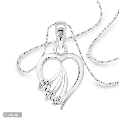 Vighnaharta Valentine Gift Serenity Heart CZ Rhodium Plated Alloy Pendant for Women and Girls-[VFJ1247PR]