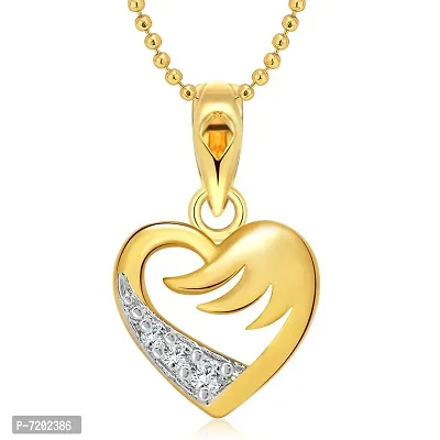 Vighnaharta Valentine Gift Flying Heart (CZ) Gold and Rhodium Plated Pendant - [VFJ1110PG]