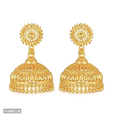 Beautiful Golden Brass Jhumkas For Women-thumb0