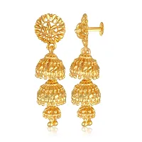 Stylish Golden Brass  Jhumkas Earrings For Women-thumb3