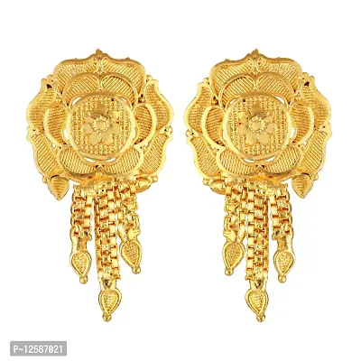 Golden Brass No Gemstone Studs Earrings For Women