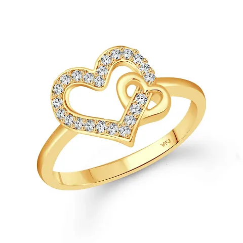 Vighnaharta Glory Charming Heart Plated (CZ) Ring - (VFJ1605FRG10)