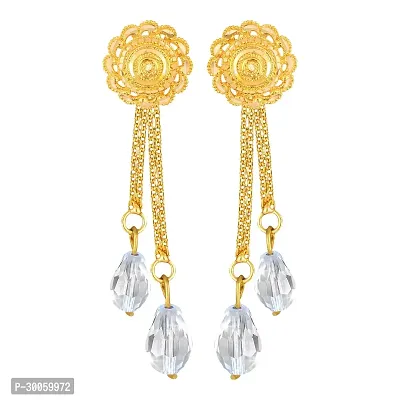 Elegant Golden Brass Drop Earrings For Women-thumb0