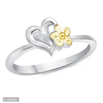 Vighnaharta Valentine Gift Flory Heart Rhodium Plated Ring - [VFJ1115FRR16]