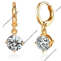 Stylish Gold Brass Cubic Zirconia Studs Earrings For Women-thumb3