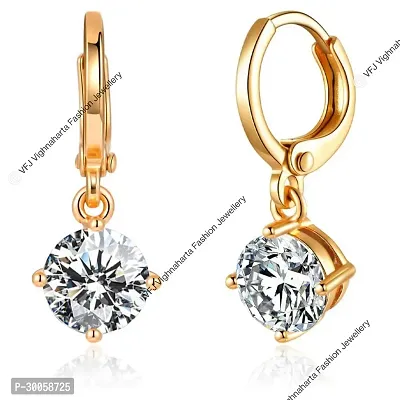 Stylish Gold Brass Cubic Zirconia Studs Earrings For Women-thumb4