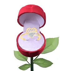 Vighnaharta Valentine Gift Window Heart CZ Gold- Plated Alloy Ring with Rose Ring Box for Women and Girls - [VFJ1369ROSE-G8]-thumb1