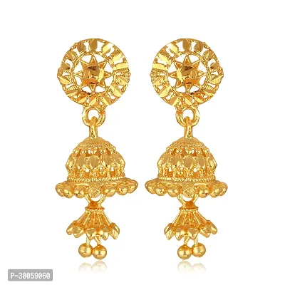 Stylish Golden Brass  Jhumkas Earrings For Women-thumb2