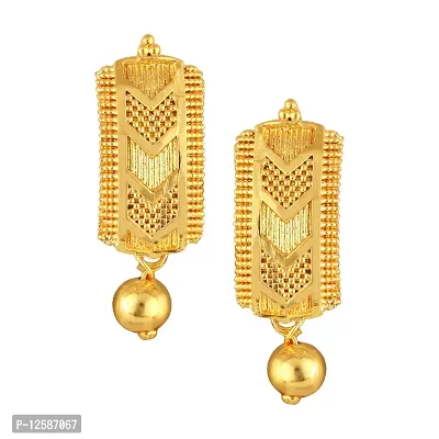 Golden Brass Cubic Zirconia Jhumkas Earrings For Women