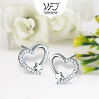 Stylish Silver Brass Cubic Zirconia Studs Earrings For Women-thumb2