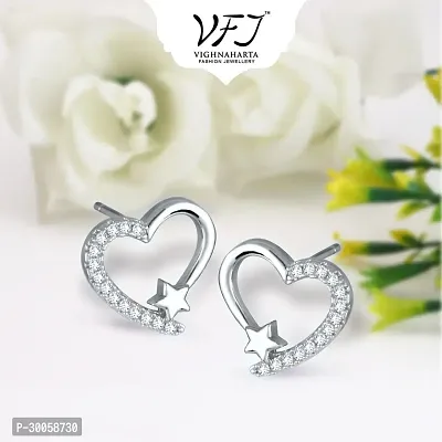 Stylish Silver Brass Cubic Zirconia Studs Earrings For Women-thumb3