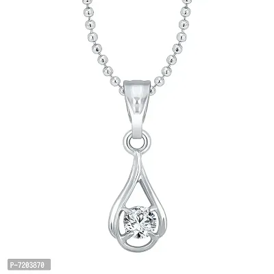 Golden Heart solitaire CZ Rhodium Plated Pendant with Chain for Girls and Women