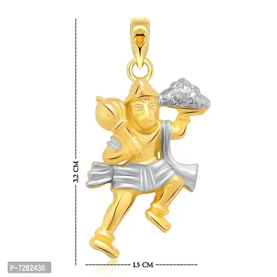 Vighnaharta Jai Bajrangbali Gold and Rhodium Plated God Pendant - [VFJ1050PG]-thumb2