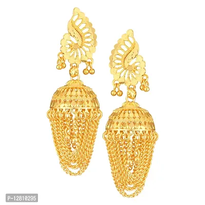 Golden Brass Diamond Jhumkas Earrings For Women