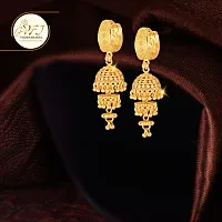 Golden Brass No Gemstone Jhumkas Earrings For Women-thumb1