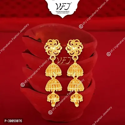 Stylish Golden Brass  Jhumkas Earrings For Women-thumb0