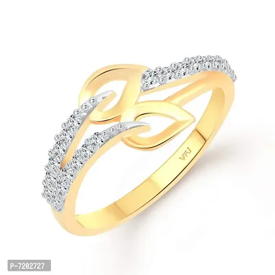 Vighnaharta Couple Leaf cz Gold and Rhodium Plated Alloy Ring for Women and Girls-[VFJ1396FRG11]-thumb0