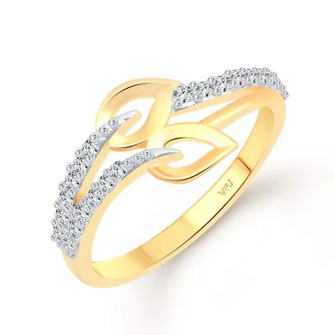 Vighnaharta Couple Leaf cz Plated Alloy Ring for Women and Girls-[VFJ1396FRR8]