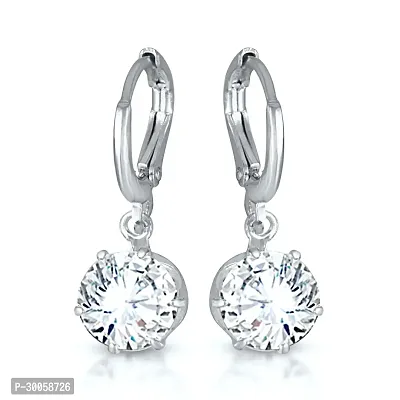 Stylish Silver Brass Cubic Zirconia Studs Earrings For Women-thumb0