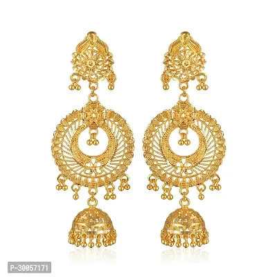 Beautiful Golden Brass Jhumkas For Women-thumb0