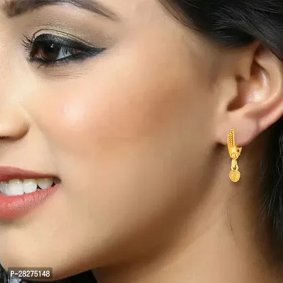 Shimmering Golden Brass Earrings Set For Women- 4 Pairs-thumb2