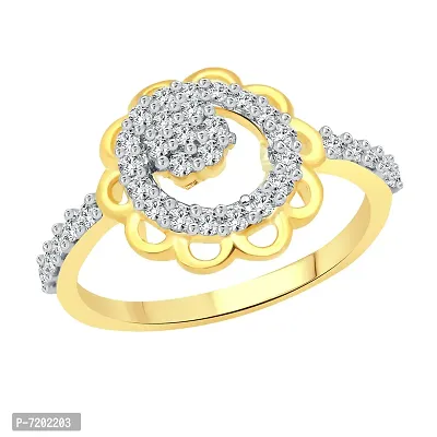 Vighnaharta Star Flower CZ Gold and Rhodium Plated Alloy Ring for Girls and Women - [VFJ1163FRG/Size16]