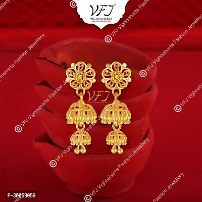 Stylish Golden Brass  Jhumkas Earrings For Women-thumb0