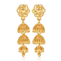 Traditional Golden Brass Beads Jhumkas Earrings For Women-thumb1