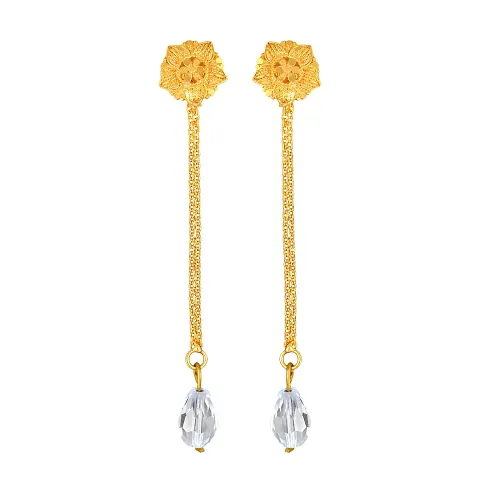Trendy Brass Golden Drop Earrings For Womens